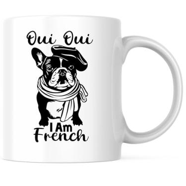 Imagem de Bliss Monkey Co. Oui Oui I Am French - Caneca de café de 325 ml - Interior branco e alça - Cerâmica de qualidade premium - BMCM00353
