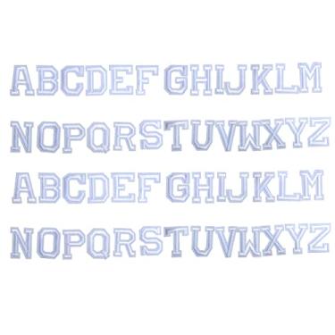 Imagem de Remendos de ferro em letras 52 peças letras do alfabeto bordado A-Z ou costurados para roupas, chapéus, jaquetas, tecido, camisetas, jeans, bolsas, sapatos (branco)