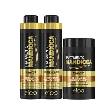 Imagem de Kit Mandioca Shampoo e Condicionador 800ml + Eico Máscara Hidratação 1Kg