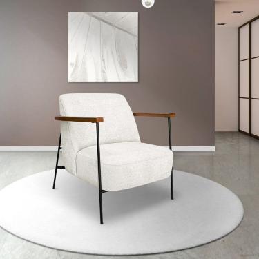 Imagem de Poltrona para Sala de Estar Elhiz Linho Boucl Off White