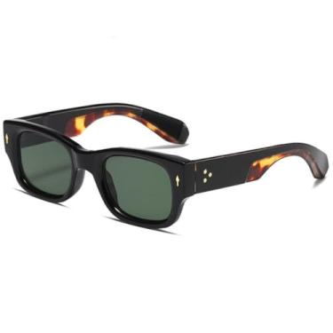 Imagem de Óculos de sol retangular vintage masculino, lente transparente de resina, óculos de sol azul steampunk retrô, mty024 verde, tamanho único