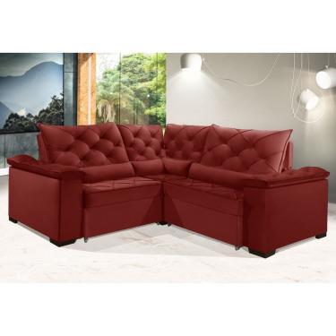 Imagem de Sofá Retrátil Reclinável BERLIM DE CANTO 2.50 x 2.50 ESTILO ESTOFADOS - França Velusoft COR "VERMELHO"