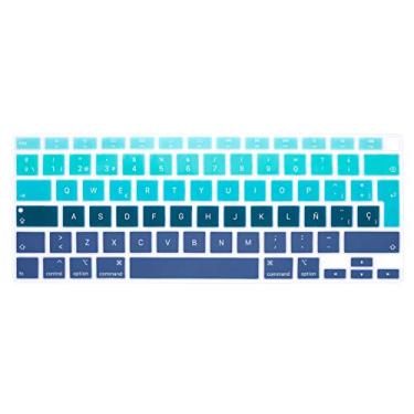 Imagem de HRH Capa de silicone para teclado ESP em espanhol para MacBook Air 13 polegadas 2020 com Touch ID (MÓDLO A2179 e A2337 M1 Chip, layout dos EUA) Protetor de acessórios de teclado - Verde ombré