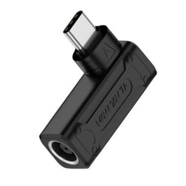 Imagem de ChenYang USB C macho para DC 7,9 x 5,4 mm fêmea PD 140 W 5 V/9 V/20 V adaptador conversor de carga de ângulo de 90 graus com emulador PD