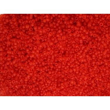 Imagem de Tamanho das contas de semente: 11/0 50 g / 1,76 oz (vermelho fosco trasluscente)