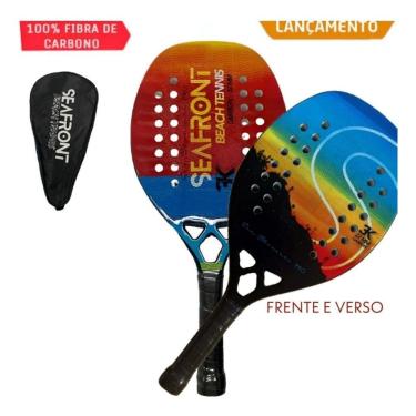 Imagem de Raquete Beach Tennis 100% Fibra Carbono 3K Preto Desenho