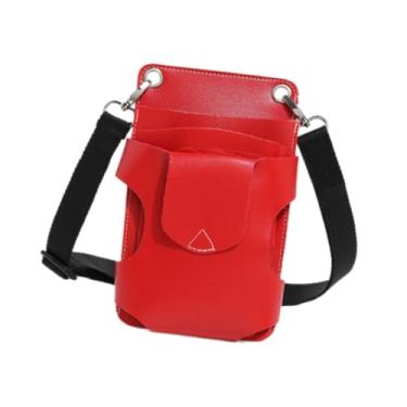 Imagem de shamjina Bolsa para ferramentas de salão, bolsa para tesoura, bolsa de cintura para barbeiro, cinto de salão com bolsos, pochete para cabeleireiro, Vermelho
