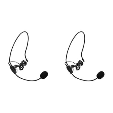 Imagem de 2 Unidades Mini Microfone Com Fio Montado na Cabeça de 3,5 Mm Microfone Condensador para Alto-falante Amplificador de Voz, Diretividade Unilateral Com Cabo de 3,44 Pés, Preto