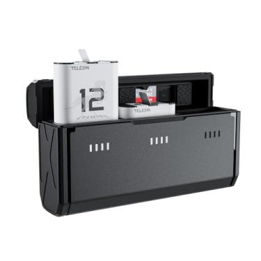 Imagem de TELESIN Carregador De Bateria Enduro De 2 Pacotes Para Go Pro Hero 12 Hero 11 Hero 10 Hero 9, Baterias De Longa Duração Como Oficial Original + Estojo De Carregamento De Carga Rápida De Bolso Para Go