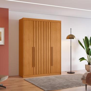 Imagem de Guarda Roupa Casal 4 Portas Ripado Grécia Conquista Móveis - Cinamomo