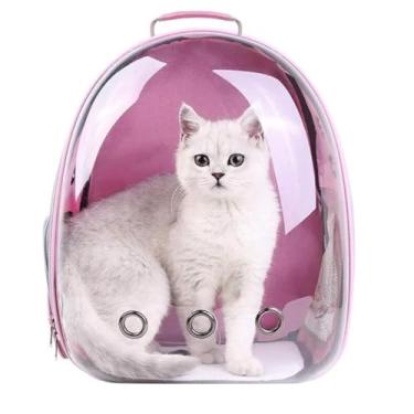 Imagem de Mochila bolsa pet pequeno porte cachorro gato visão panorâmica transparente Astronauta com Ventilação