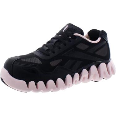 Imagem de Reebok Tênis feminino de trabalho RB321 Zig Pulse Work Construction Shoe Rosa Safety, 38 largo, Preto/rosa, 8.5 Wide