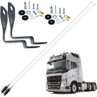 Imagem de 2 Antena Px Inox Mini Maria Mole 1,40 metros Suporte Dianteiro Volvo F