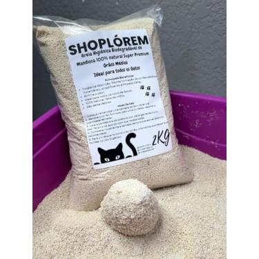 Imagem de Areia Higiênica 2kg para Gatos Biodegradável de Mandioca 100% natural Super Premium Grãos Médios Pacotes (2KG)