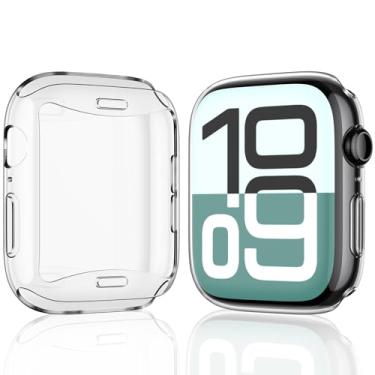 Imagem de JULK [Pacote com 2] para Apple Watch Series 10 (2024) 46 mm, capa protetora de tela de TPU macio de corpo inteiro, capa protetora ultrafina, proteção total à prova de choque (46 mm, transparente)