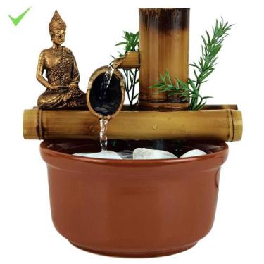 Imagem de Fonte De Mesa Agua Buda Hindu Cascata Bambu Decorativa 19cm - CompreCe