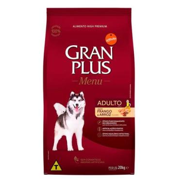 Imagem de Ração Gran Plus Cães Menu Adultos Frango e Arroz - 20kg - GRANPLUS