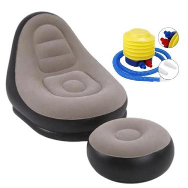 Imagem de Sofa Poltrona Cadeira Cama Puff Inflável Portátil Para Sala Camping Pr