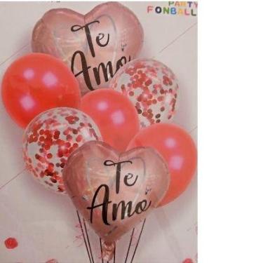 Imagem de Kit Buque de Balões TE AMO surpresa decorados confete Látex - Plena Mi