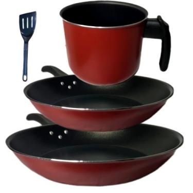 Imagem de Conjunto Frigideira 2 Peças + 1 Fervedor Antiaderente - Marcolar, Verm
