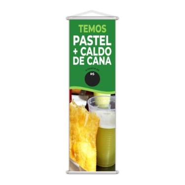Imagem de Banner Temos Pastel E Caldo De Cana Preço Lanche 100X30Cm - Plimshop
