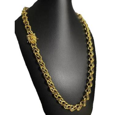 Imagem de Cordão Friso S Vado 13Mm Fecho São Jorge - Banhado A Ouro - Tojoia18K