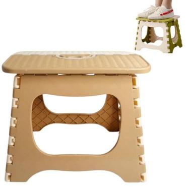 Imagem de Banqueta Com Alça Dobravel Cor Bege Adulto Infantil Desmontavel Plasti