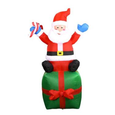 Imagem de Papai Noel Natal Presente Inflável C/Luz Led Decoração 1,80m - TOP NAT