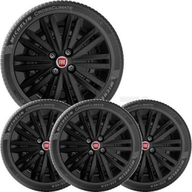 Imagem de 4x Calota FIAT PUNTO IDEA SIENA Aro 15 Preto Emblema 208cp - Grid