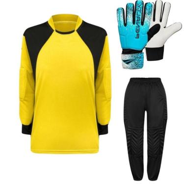Imagem de Kit de Goleiro Infantil Camisa + Calça Acolchoada + Luva-Unissex
