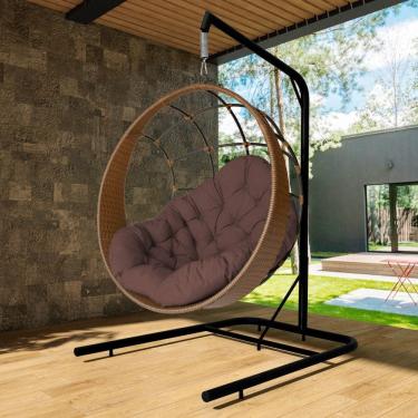 Imagem de Cadeira Balanço Ninho Suspenso com Suporte e Almofada Impermeável