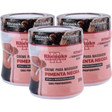 Imagem de Kit com 3 Creme Pimenta Negra Elimina Estrias e Celulites - Rhenuks