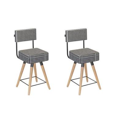 Imagem de Kit 2 Cadeiras Banqueta Barcelona Suede Cardan Gourmet Cozinha Pés Mad