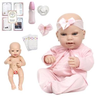 Imagem de Bebe Tipo Reborn Lara Baby 100% Vinil Com Chupeta 13 Itens - Cegonha R
