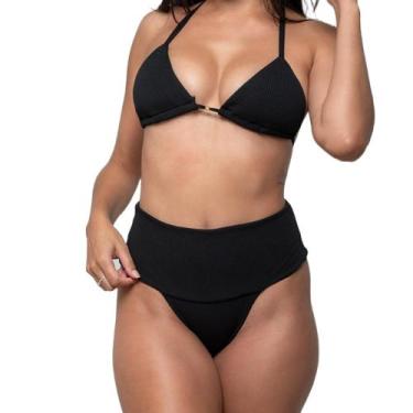 Imagem de Biquini Cortininha Hot Paint Calcinha Cós Alto Duplo Praia V 007 - Reg