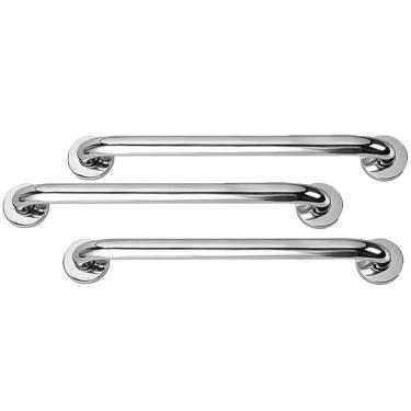 Imagem de Barra Alça Apoio 50Cm Aço Inox Kit 3 Uni Acessibilidade PCD Criança Gestante Cadeirante Segurança Box