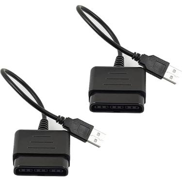 Imagem de whiteeeen Cabo conversor adaptador PC USB para controle com fio para PS2 PS3 25,4 cm de comprimento (2 peças)