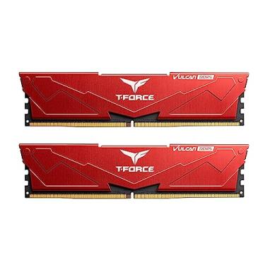 Imagem de TEAMGROUP Módulo de memória RAM T-Force Vulcan DDR5 32GB (2x16GB) 6000MHz (PC5-48000) CL30 (vermelho) para chipset 600 série 700 XMP 3.0 pronto - FLRD532G6000HC30DC01