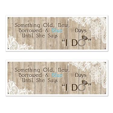 Imagem de Beistle Banners rústicos para placa de casamento, 1,5 m x 53 cm, pacote com 2 peças