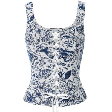 Imagem de American Trends Colete feminino pirata renascentista cosplay fantasia colete Halloween steampunk gótico medieval, Borboleta azul, M