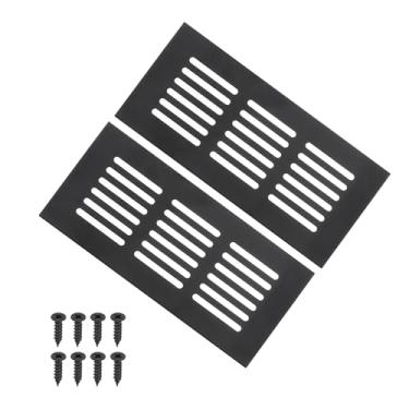 Imagem de PATIKIL Capa de ventilação de porta de 6 x 6 cm, 2 peças de cobertura de ventilação de grade de alumínio com parafusos de montagem para porta de guarda-roupa de armário, preta