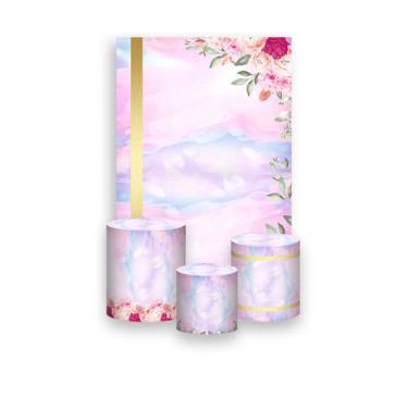 Imagem de Painel De Festa Vertical 1,50 x 2,20 + Trio De Capas Cilindro - Efeito