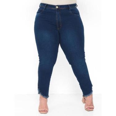 Imagem de Calça Capri Plus Size Feminina Jeans Escuro Cintura alta Taiga Jeans c