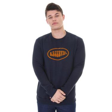 Imagem de Moletom Reserva Masculino Crewneck Estampa Flocada Azul Marinho-Masculino