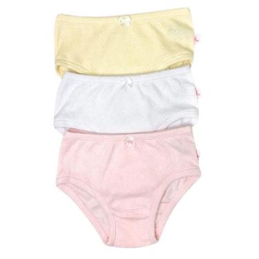 Imagem de Kit 3 Calcinhas Infantil Malha 100% Algodão Luna 0384, 4, Rosa
