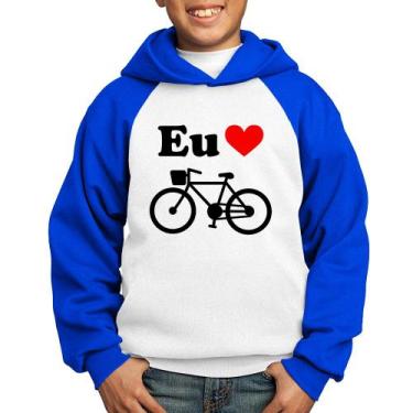 Imagem de Moletom Infantil Eu Amo Bicicleta - Foca na Moda, Branco, Azul, 10