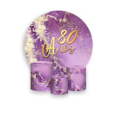 Imagem de Painel De Festa Redondo 1,50x1,50 + Trio De Capas Cilindro - Efeito Má