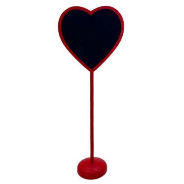 Imagem de Lousa para Personalizar Coração com apoio Vermelho - 20cm - 6 unidades