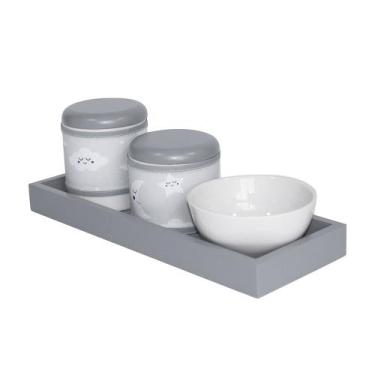 Imagem de Kit Higiene Slim Cinza Capa Chuva de Amor Cinza Quarto Bebê Infantil U