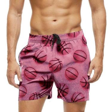 Imagem de Short Praia Shorts Banho Bermuda Verão Bola Basquete Sport Rosa Pink 1